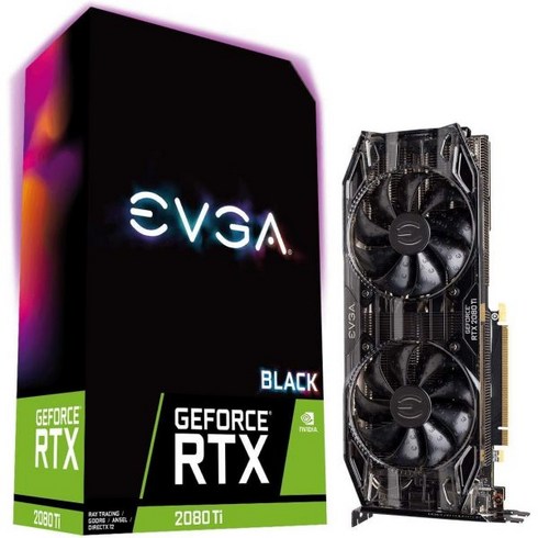 그래픽카드 EVGA 지포스 RTX 2080 Ti XC 블랙 에디션 게이밍 11GB GDDR6 듀얼 HDB 팬 RGB LED 메탈 백플레이트 11G-P4-2282-KR