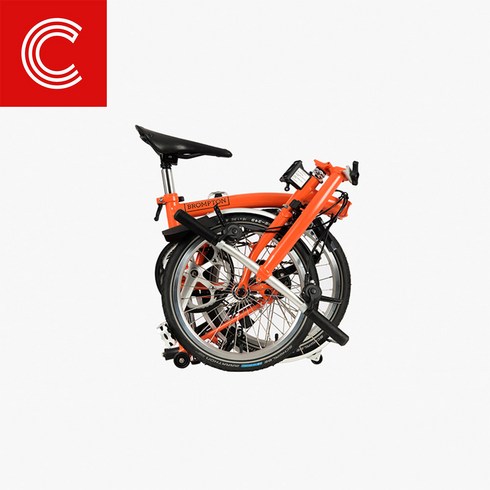 2023년 가성비 최고 브롬톤자전거 - 브롬톤 C라인 2단 파이어코랄 + 브룩스 C17 안장 S바 브롬톤자전거 22년식, 구매자 부담_S2L