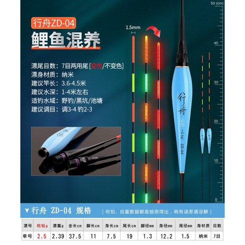 북서풍스토어 찌 바이트 후크 색상 변경 발광 플로트, 무변색 2개 + 배터리 2개, ZD-04