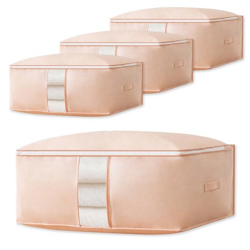 긱보드 러블리핑크 패브릭 옷 이불 보관함 대형 93L, 핑크, 4개