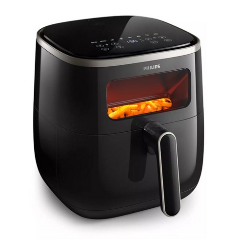 필립스 보이는 에어프라이어 대용량 5.6L HD9257 에어프라이기 HD9257/80, 블랙