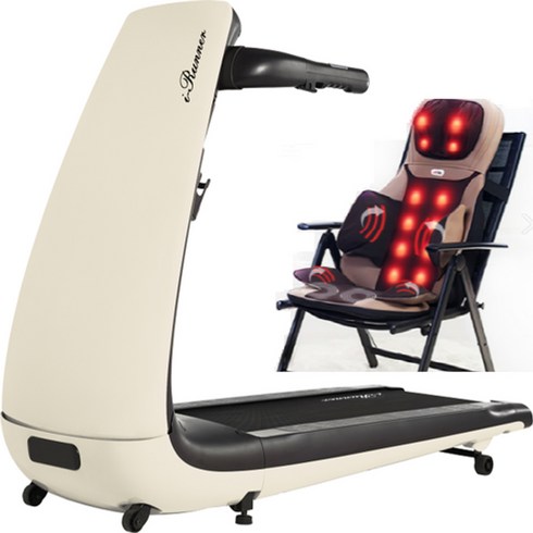 [1+1]아이러너 런닝머신 p100 +전신마사지기+층간소음방지매트 증정iruner 2022 Treadmill + Massager), 크림(CREAM)