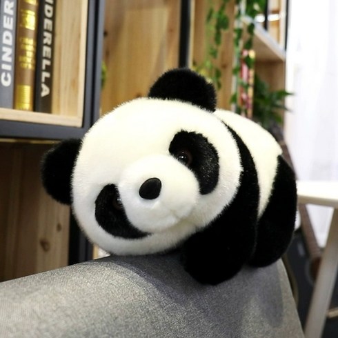판다인형 뽀글이 곰돌이 인형 누워있는 애착 모찌, 팬더, 15cm
