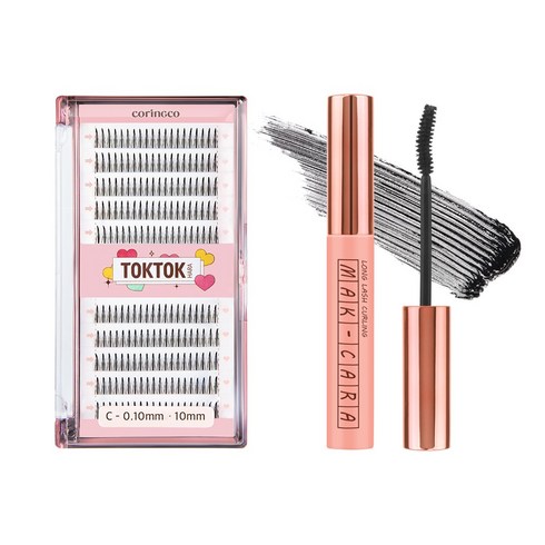 가닥 속눈썹+마스카라 SET / 톡톡하라 필터 속눈썹 10mm + 막카라 롱래쉬 컬링 마스카라 1호, 1세트