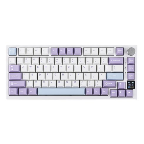 Ajazz AK820 Pro 75% 가스켓 마운트 블루투스 5.1/2.4G 무선 & 타입-C 유무선 기계식 키보드, White Purple, Ajazz Flying Fish Switch