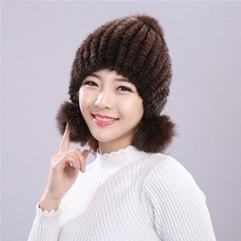 QueenZ 밍크 모피 퍼 여성 방한 모자