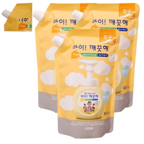 아이깨끗해 순 핸드워시 파우더향 리필용, 600ml, 3개