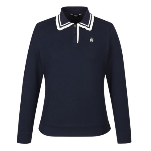 2023년 가성비 최고 팬텀여성골프웨어 - 팬텀 네이비 여성 물결 카라 배색 긴팔 티셔츠 / 221B3TO054_NA