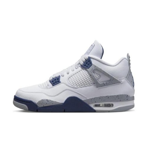 Air Jordan4 트렌드 속 빈티지 농구화 남녀 같은 화이트 블루 미드나잇 블루