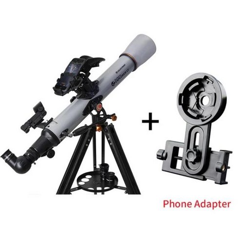 Celestron-프로페셔널 스타센스 익스플로러 LT80AZ 스마트 폰 앱 사용 굴절 80mm F/11 천체 망원경 XLT 코팅, 02 With phone adapter