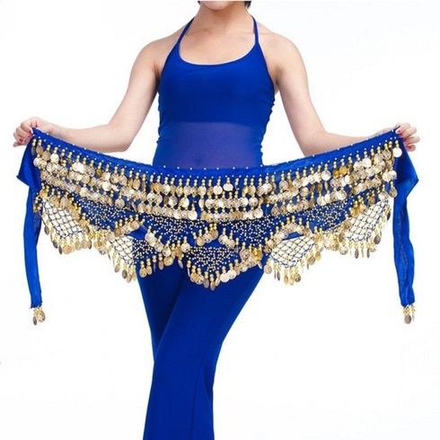 여성 밸리 댄스 의상 옷 살사 의 판매 허리 체인 엉덩이 스카프 동전 벨트 춤 허리 벨트 가지 색상, 로얄 블루, 무료 크기