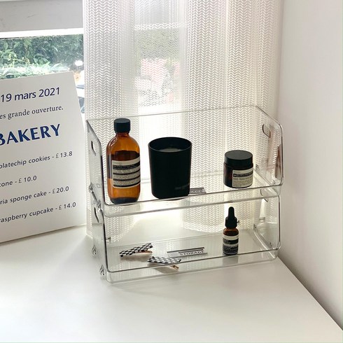 2단 다용도 정리선반 원하는 만큼 쌓는 무한 적층 투명 선반, 1개