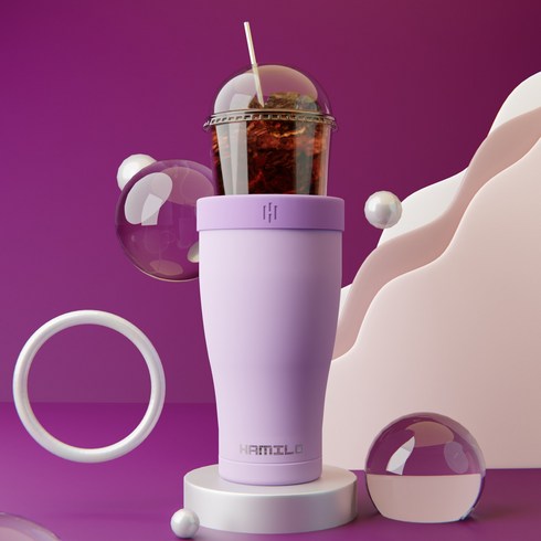 해밀로 아이스커피 텀블러 얼죽아 텀블러 900ml 스텐 보온 보냉 대형 대용량, 연보라, 1개