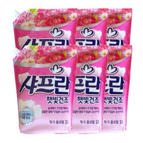 2023년 가성비 최고 LG생활건강 샤프란 고농축 섬유유연제 - LG생활건강 햇빛건조 핑크 샤프란 2L x 6개입(1박스), 6개