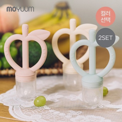 [모윰] 애플피치 치발기 과즙망 2개세트 (실리콘망1단계+2단계포함), 피치핑크, 애플그린
