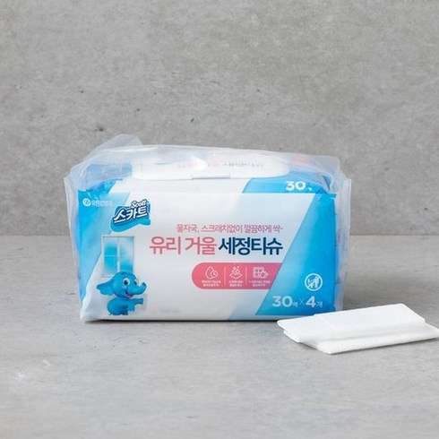 스카트 유리거울세정티슈 30매x4입
