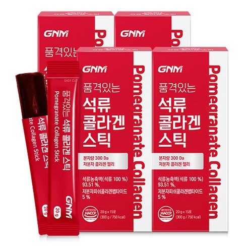 [300달톤] GNM 이성경 석류콜라겐젤리 스틱 / 석류즙 저분자콜라겐펩타이드, 300g, 4개