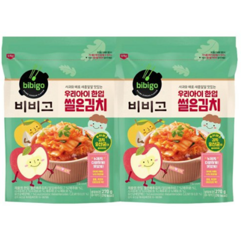 아기김치 - (냉장)비비고 우리아이 한입 썰은김치270g, 270g, 2개