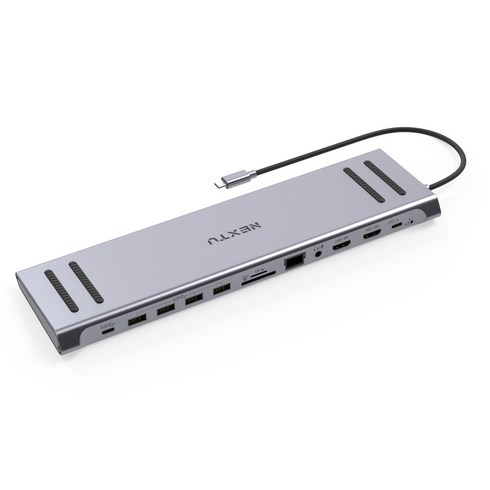 넥스트) C타입 멀티 도킹스테이션 허브 듀얼 4K HDMI 기가랜카드 PD 충전 카드리더기 NEXT-1301DS-PD