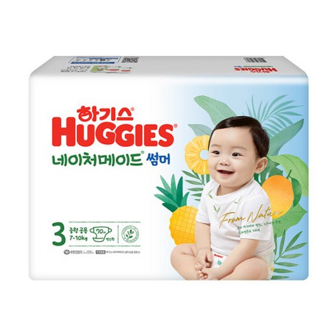 2023 하기스 네이처메이드썸머 중형 3단계 밴드형 남여공용(7~10kg), 70매