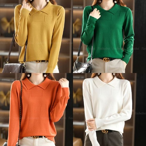 2023년 가성비 최고 gj2nk51 - 나바바 / NK910 깔끔 데일리 카라 긴팔 니트티