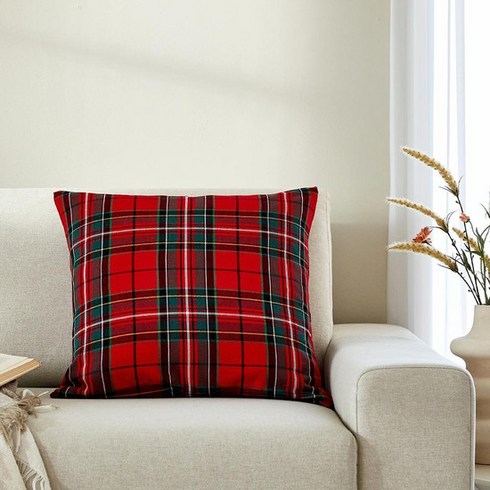 모던하우스 조이 타탄체크 선염 쿠션커버 레드 50x50 EM0923064