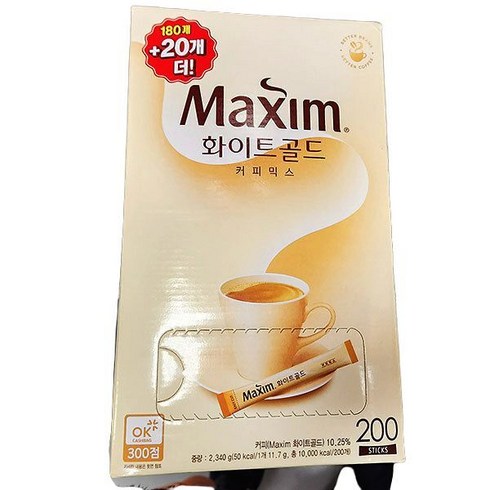 커피 - 맥심 화이트 골드 커피믹스 11.7g X 200T x 1개, 200개입