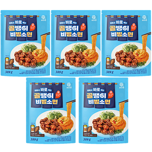 골뱅이무침 - 비벼서 바로 먹는 골뱅이 비빔소면, 389g, 5개