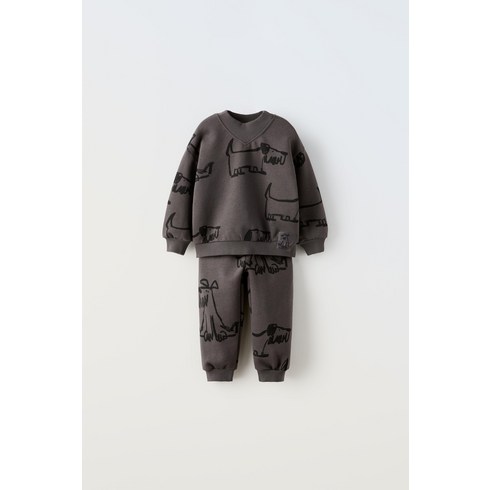 자라 키즈 ZARA KIDS 애니멀 팬츠 스웨트셔츠 플러시 세트 281856