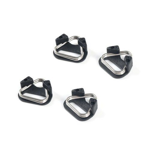 플라스틱 프로텍터가 있는 삼각 분할 보조 금속 링용 4pcs 카메라 스트랩, 블랙이에요.