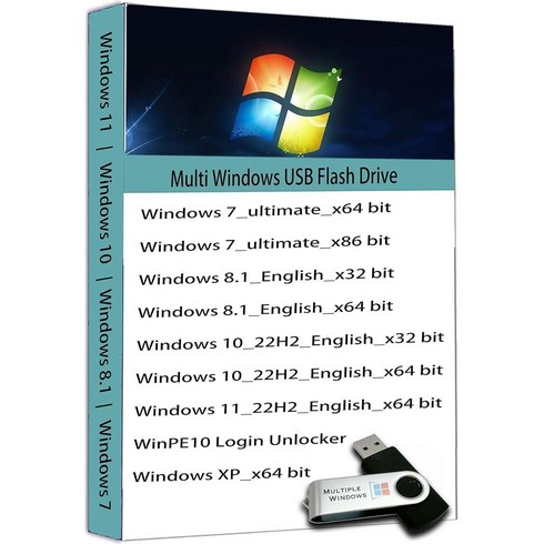 윈도우정품키 - Windows 11 / Win 10 8.1 7 XP용 64GB 부팅 가능한 USB 드라이브 재설치 암호 재설정 UEFI/레거시 지원 데이터 복구 및 도구에 이상적