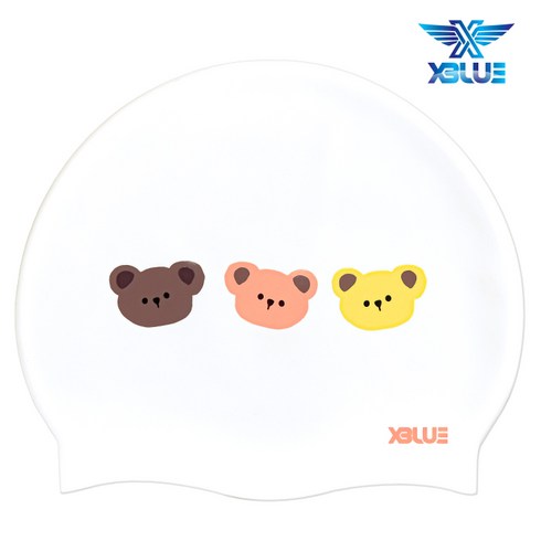 XBL-3222 아빠곰 엄마곰 애기곰 엑스블루 실리콘 수모 수영모 MG, XBL-3222 아빠곰 엄마곰 애기곰-MG-WHT, 1개, 기본/XBL-3222 아빠엄마곰애기