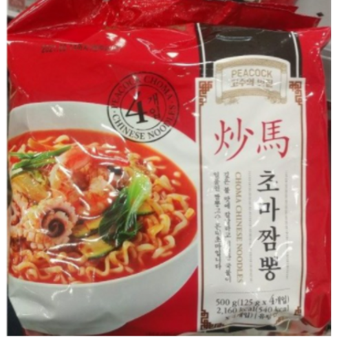 피코크 PEACOCK 초마짬뽕 125g x4입 깊은 불맛 칼칼 시원 국물 일품 짬뽕 고수 홍대 초마, 2개