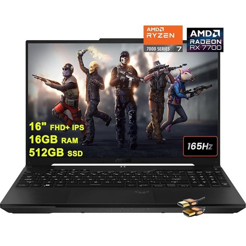 7735hs - Asus TUF 게이밍 A16 노트북 16인치 FHD+ 165Hz 7ms 100% sRGB AMD 옥타 코어 라이젠 7 7735HS 16GB RAM 512GB SSD 라데온 RX, 단일, 단일
