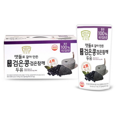 아름뜰 맷돌로 갈아 만든 검은콩 검은참깨 두유, 180ml, 45개
