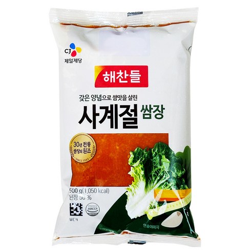 해찬들 사계절 쌈장 리필용, 500g, 6개