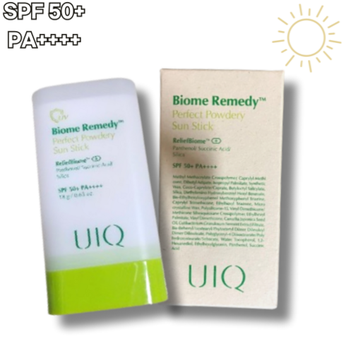 유이크선스틱 - [유이크] 바이옴 레미디 퍼펙트 보송 선스틱 18g SPF50+ PA++++ UIQ BIOME REMEDY PERFECT POWDERY SUN STICK 보송함 투명한밀착감, 1개