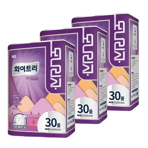 모나리자 화이트리 3겹 천연펄프 롤화장지 21m 30롤x3팩(무배), 3팩, 30롤