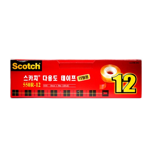 스카치 다용도 테이프 550 리필 18mm x 30m, 12개