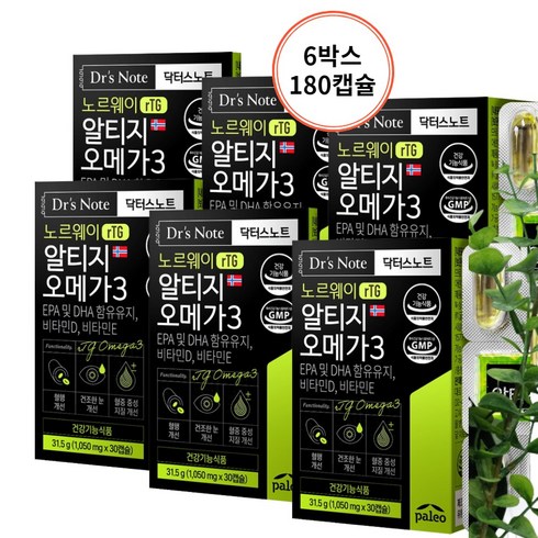 2023년 가성비 최고 팔레오 초임계 알티지 오메가3 - 팔레오 박군 닥터스노트 노르웨이 알티지 오메가3, 30캡슐, 6개, 30개