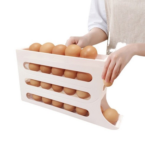 계란 슬라이드 - 핫츠 계란한판 보관함 스르륵 슬라이딩 에그 트레이, 화이트, 화이트