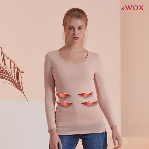 [WOX] 히트 긴팔 배쏙티 1단계 보정속옷 보정나시 - 베이지