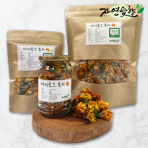 메리골드30g - 자연애향 국산 메리골드 꽃차 유기농 마리골드 금잔화 차 30g 무농약, 국산 메리골드 30g (지퍼백포장), 1개입, 1개