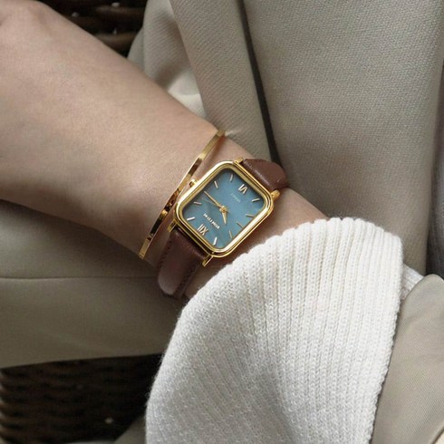 럼튼시계 - 럼튼 하버 여자 블루 자개 브라운 가죽밴드 손목시계 골드