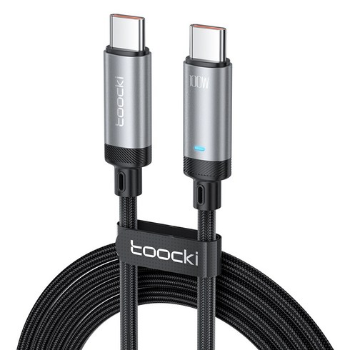 Toocki 알루미늄 메탈 PD 100W c to c타입 초고속 충전케이블, 1m, 그레이, 1개