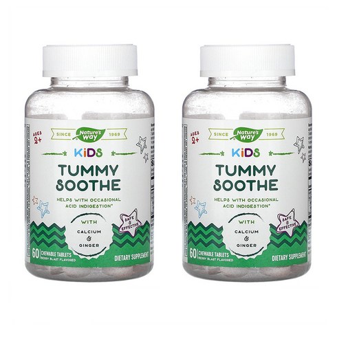 네이쳐스웨이 키즈 터미 배 Soothe 2+ 베리 블라스트 Natures Way Kids Tummy 60정 2개, 60개