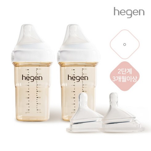 헤겐2단계 - [헤겐] 애착젖병 PPSU 240ml 트윈팩(2P)(꼭지포함)+2단계 젖꼭지(2P), 상세 설명 참조, 1개