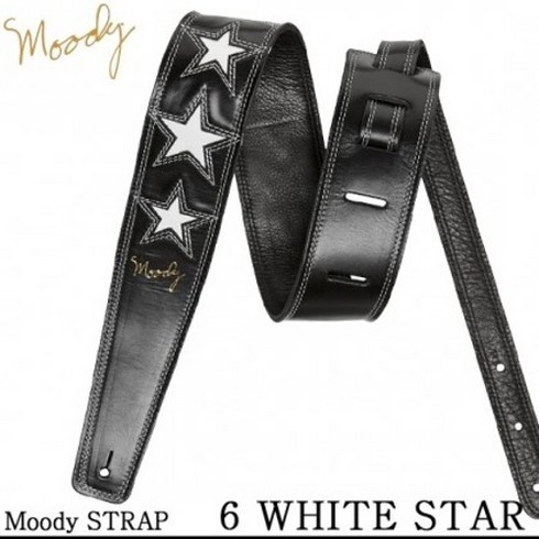 Moody 무디 스트랩 Leather 6 star 2.5인치 Standard Size Black/White