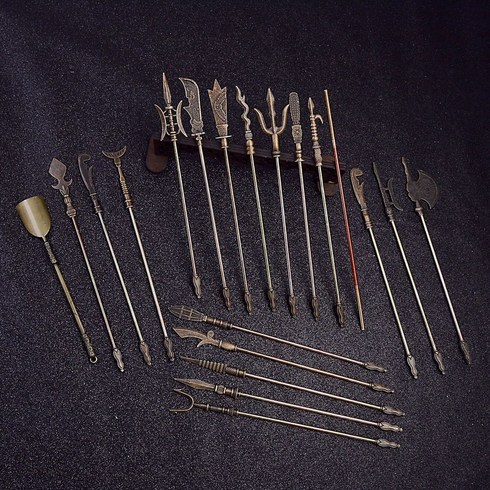 고대 18반 병기 세트 삼국지굿즈 방천화극 청룡언월도 언월도 장팔사모 자웅일대검 칠성검, 18-22cm 볼드타입 18반