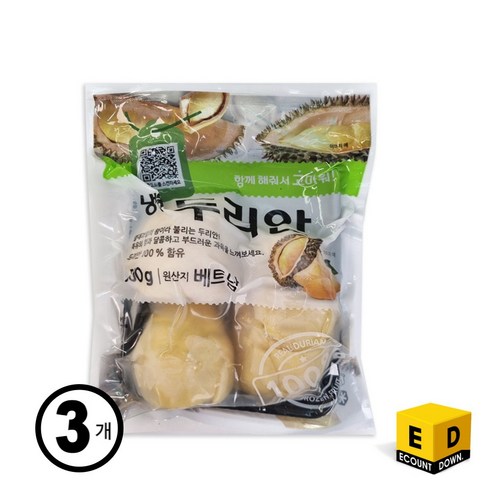 두리안나무 - 재호 냉동 두리안 [500gx3개] 햇두리안 드라이아이스 포함, 3개, 500g(1개입)